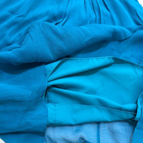 Women J.Crew V Neck Silk Cocktail Mini Dress Lined in Teal Size14 - Picture 10 of 10